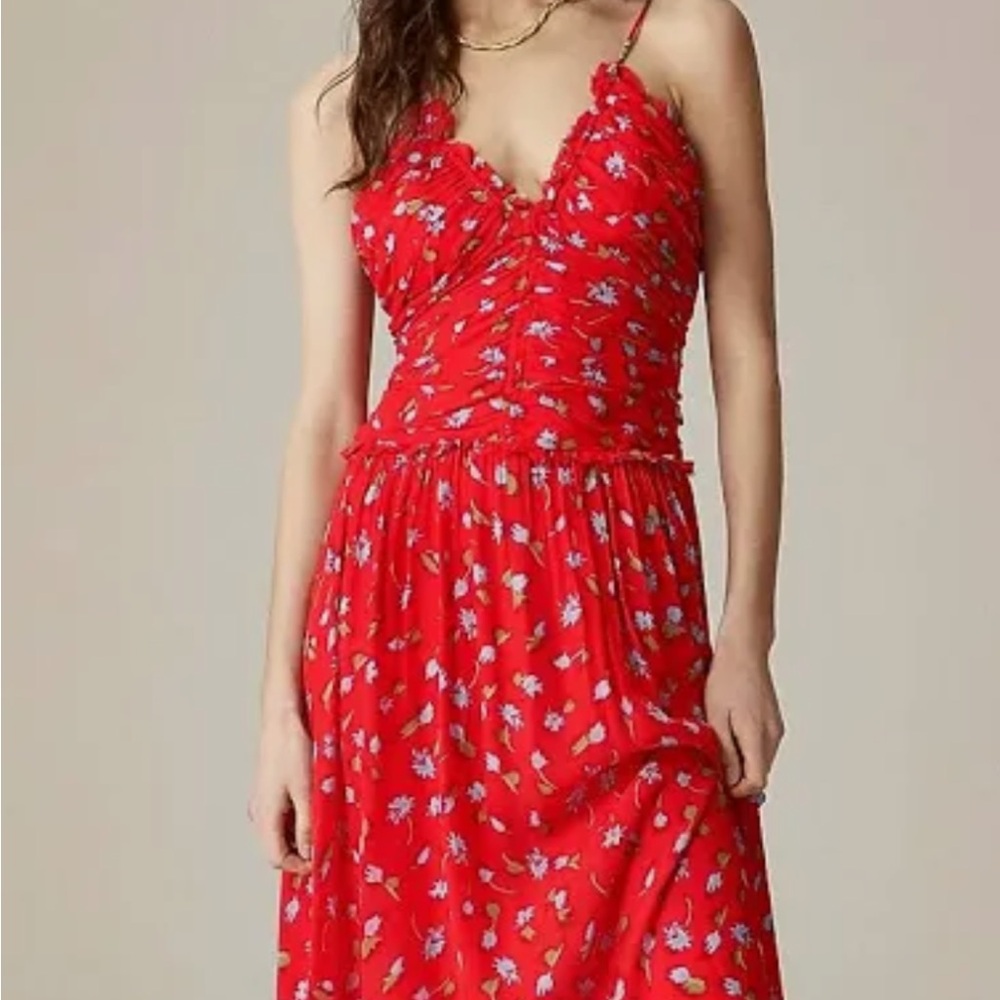 J. Crew Collection Red Floral Dress